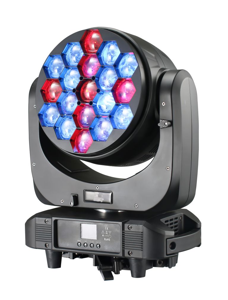 LED Moving Head:19x40w RGBW, Beam Wash Kaleido effects 3-in-1, Pixel Tech